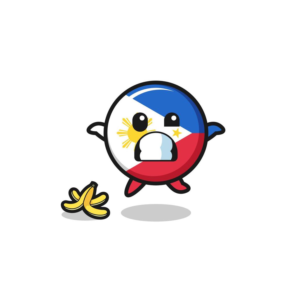 philippines flag cartoon is slip on a banana peel vector