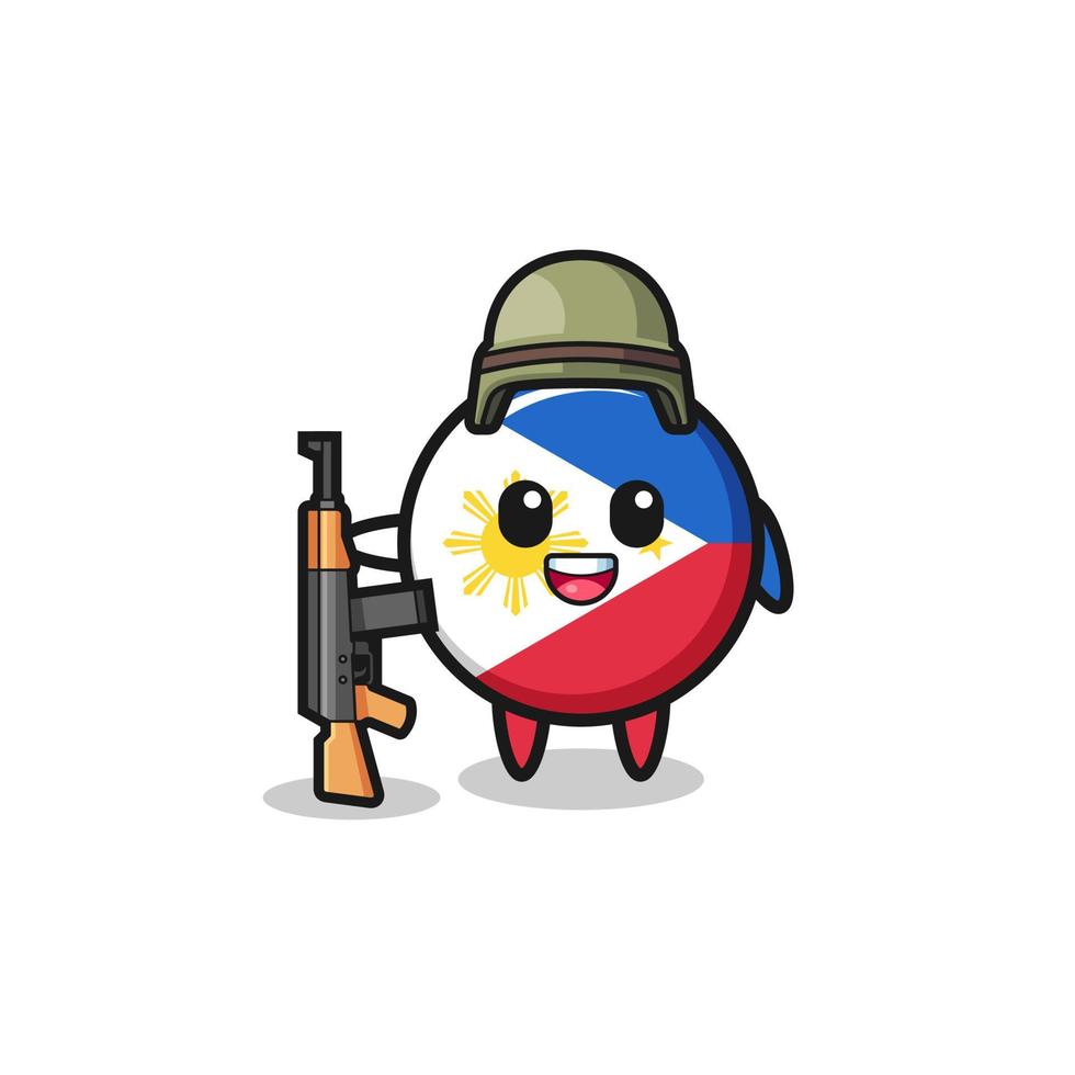 cute philippines flag mascot as a soldier vector
