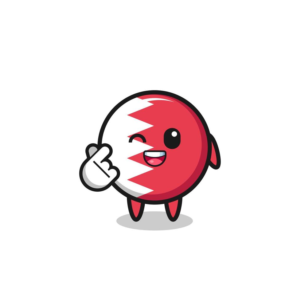 bahrain flag character doing Korean finger heart vector