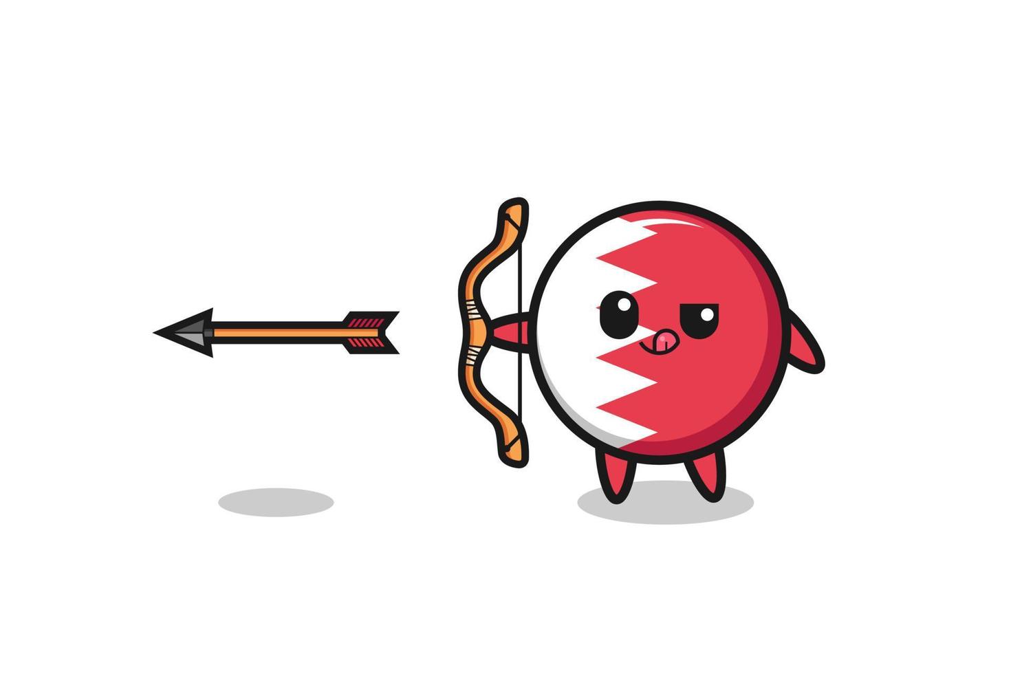 illustration of bahrain flag character doing archery vector