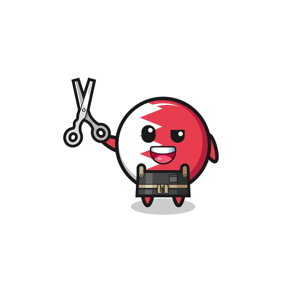 bahrain flag character as barbershop mascot vector