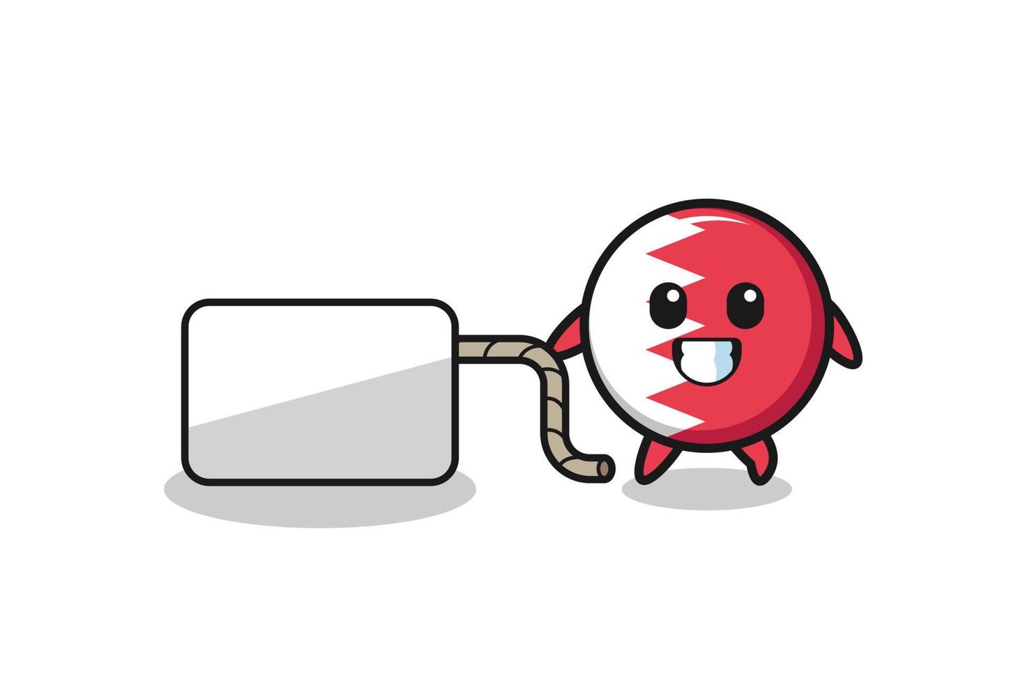 bahrain flag cartoon is pulling a banner vector