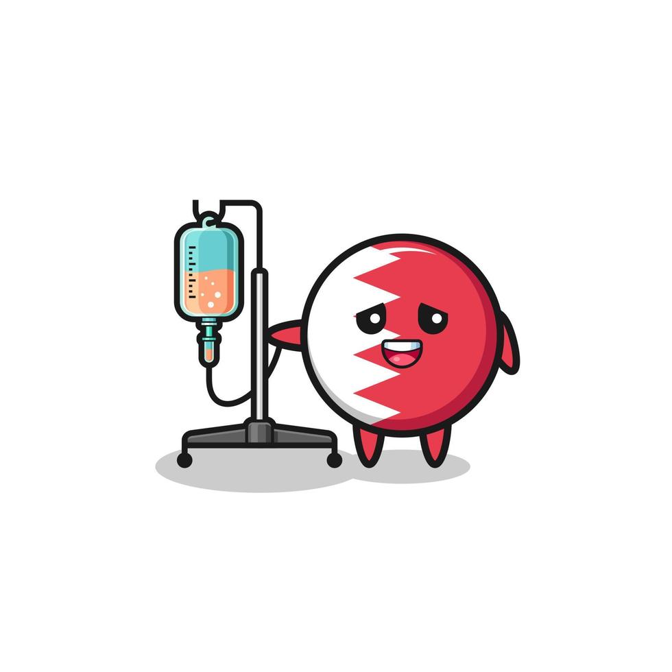 cute bahrain flag character standing with infusion pole vector