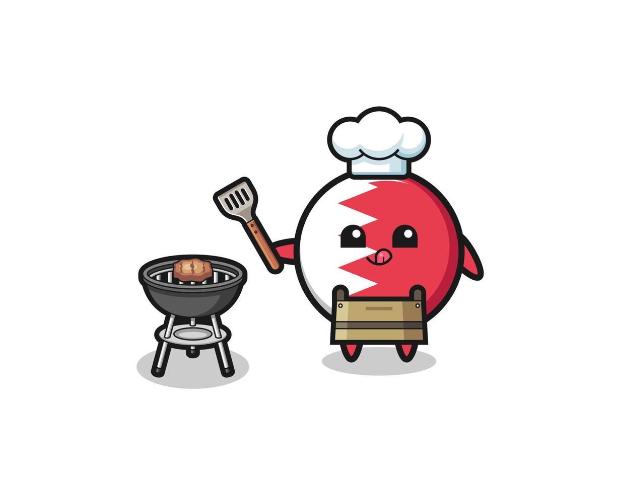 bahrain flag barbeque chef with a grill vector
