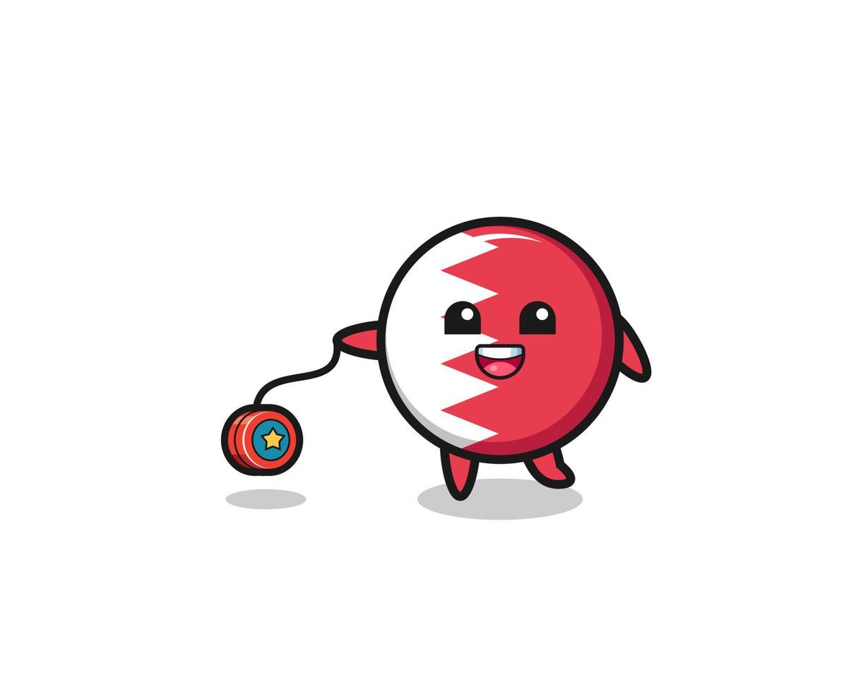 cartoon of cute bahrain flag playing a yoyo vector