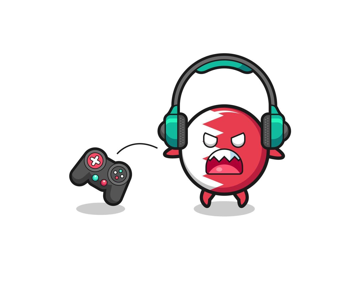 bahrain flag gamer mascot is angry vector