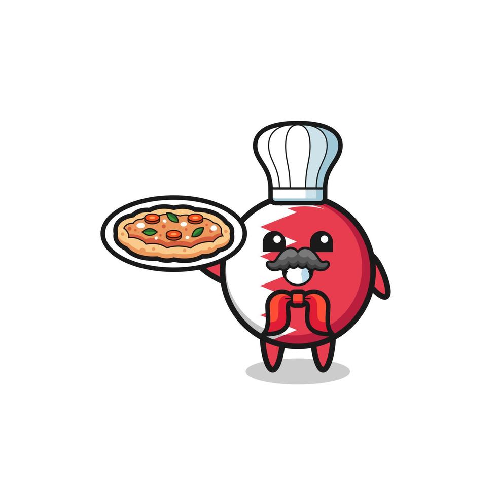 bahrain flag character as Italian chef mascot vector