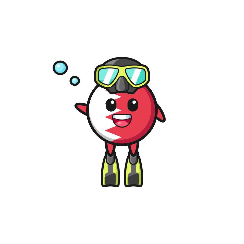 the bahrain flag diver cartoon character vector