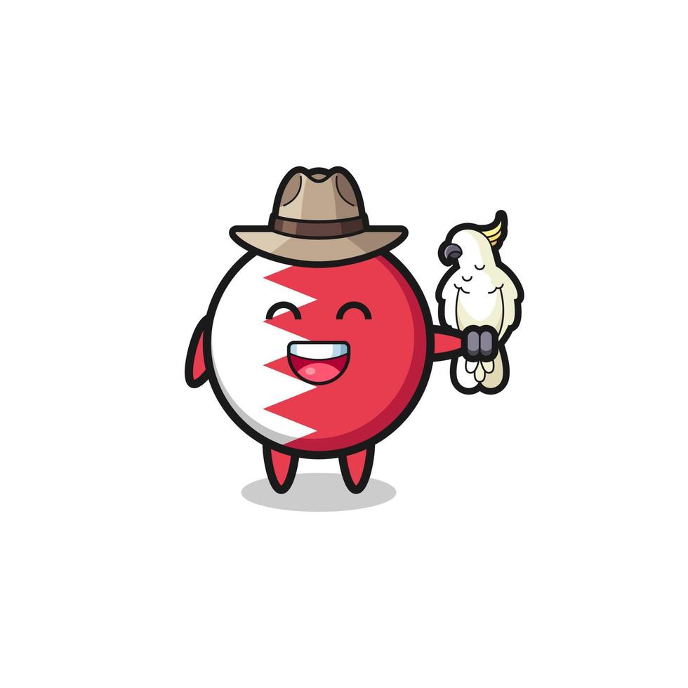 bahrain flag zookeeper mascot with a parrot vector