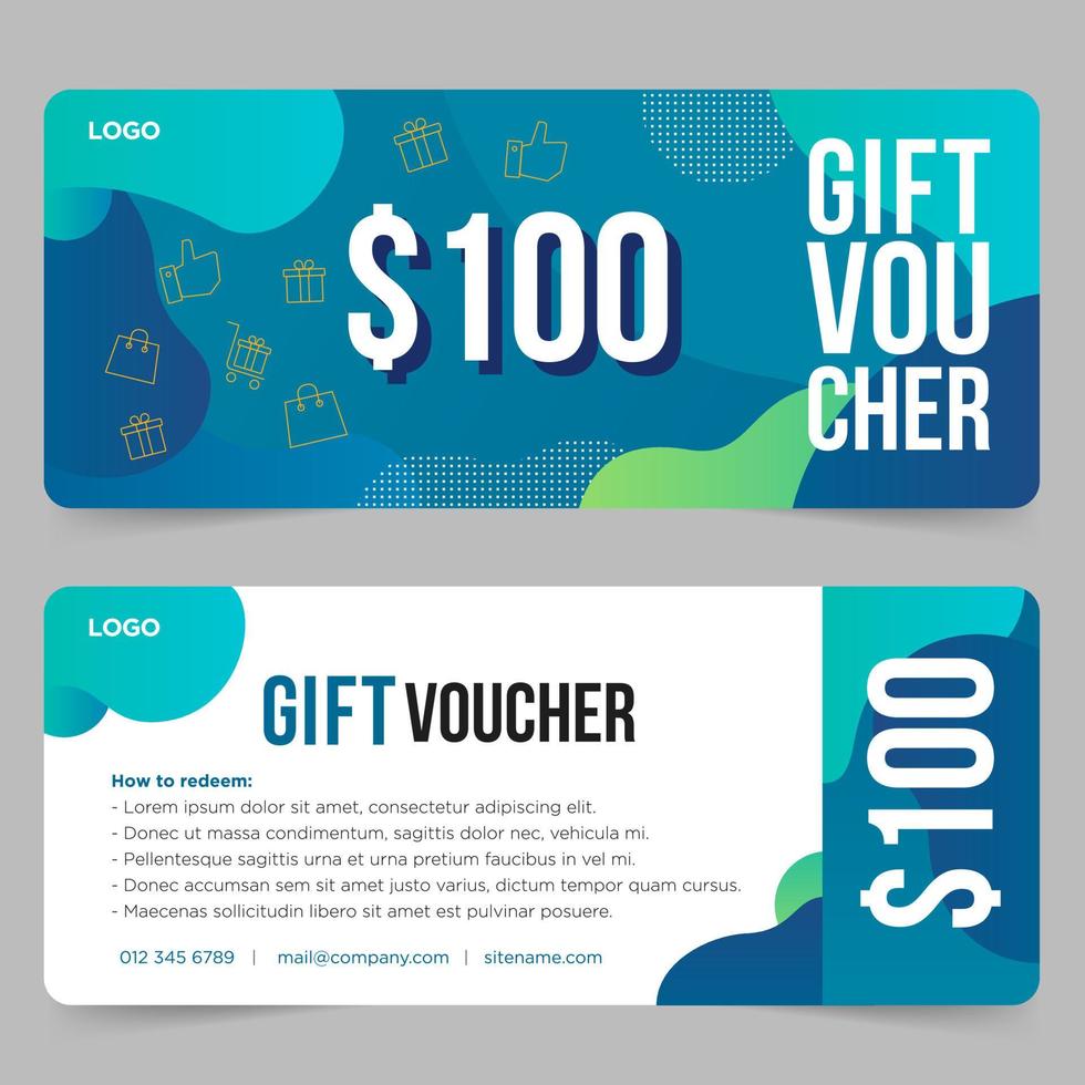 Gift voucher template with abstract background vector