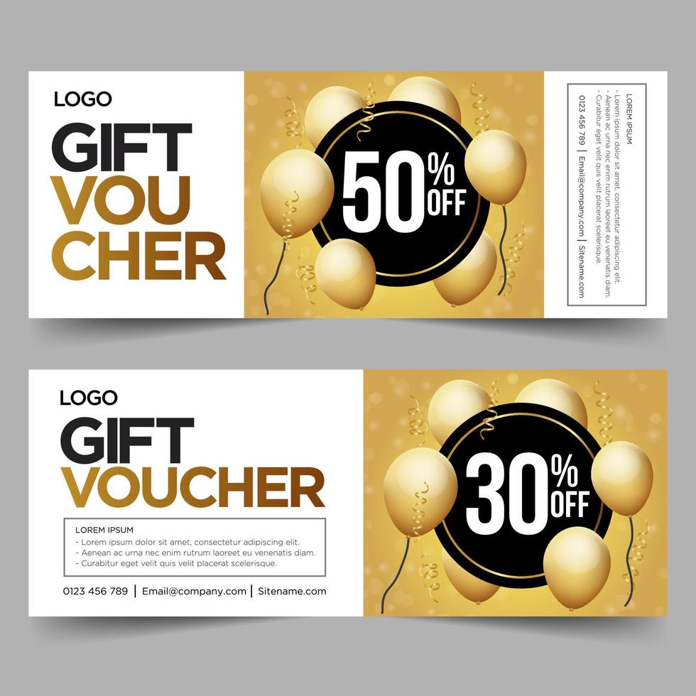 Gift Voucher template with gold and black. Background design vector