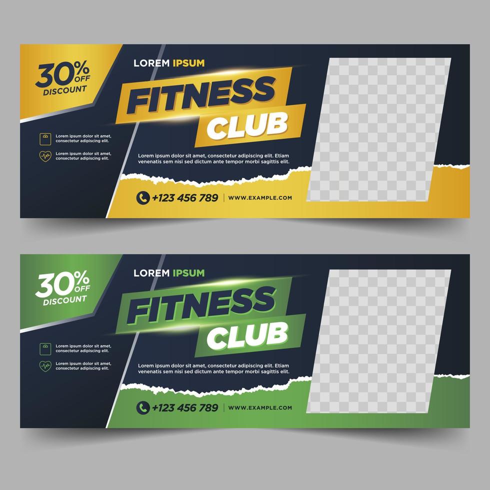 Modern gym banners design template vector