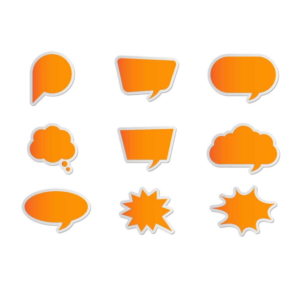 Set of orange speech bubbles vector