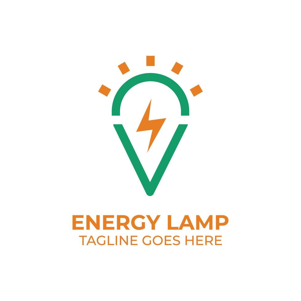 The logo template with the shape of the light lights with a picture of lightning in it vector