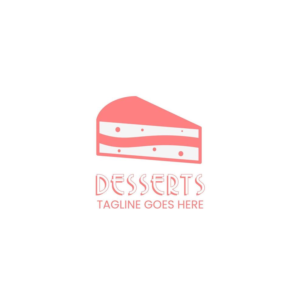Plantilla de logotipo de postre con trozos de pastel rosa vector
