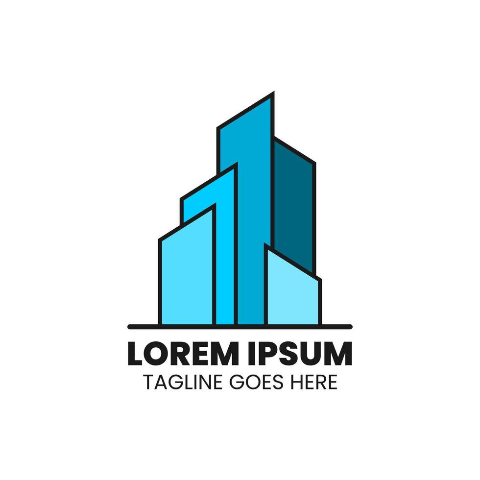 logo template for companies in the field of building and construction. This logo has the shape of several skyscrapers vector