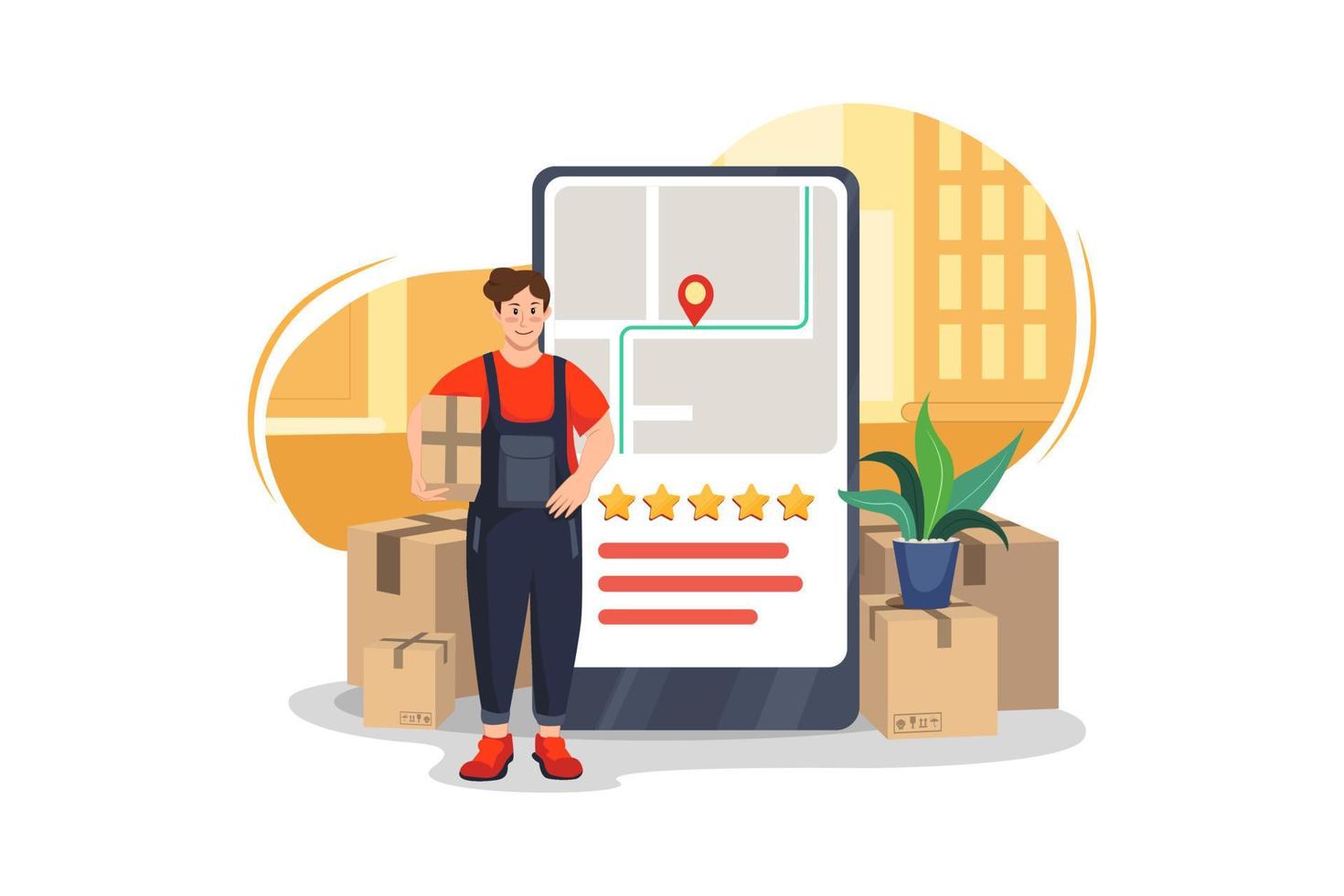 Relocation service application Illustration concept. Flat illustration isolated on white background. vector