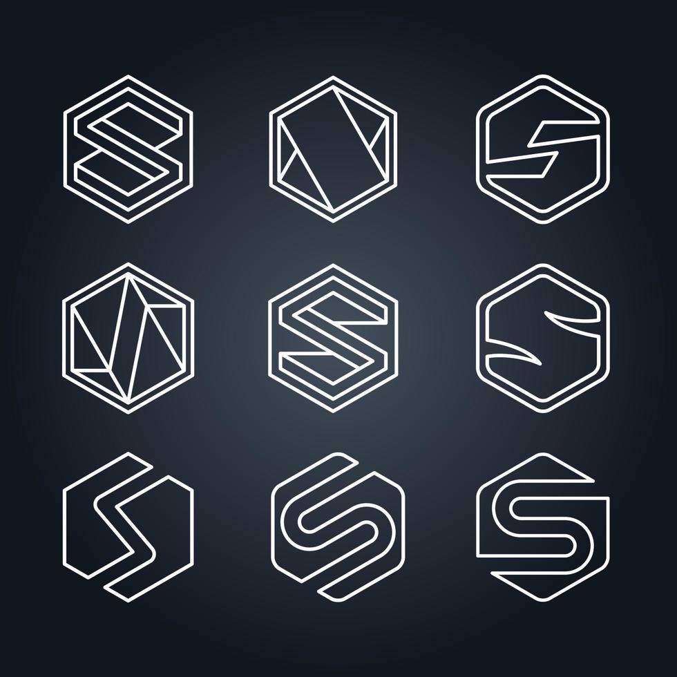 hexagonal letter s design template. creative hexagon sign vector