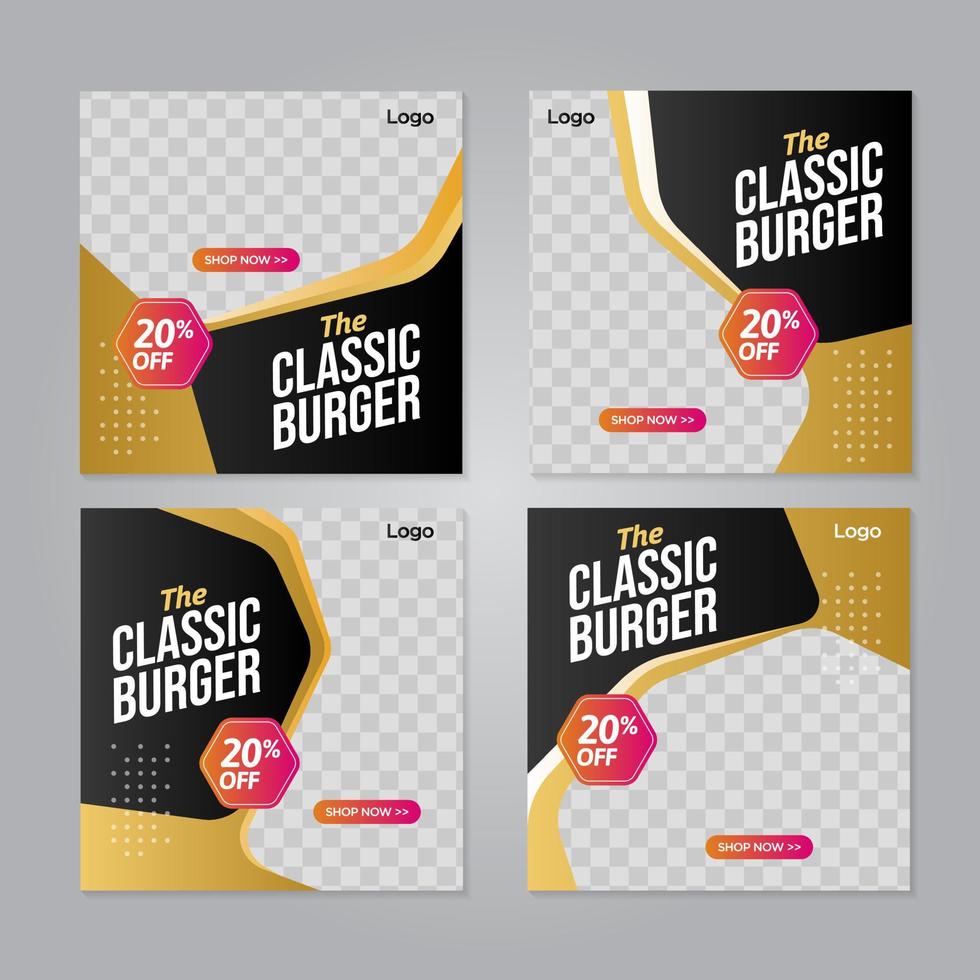 Restaurant food social media banner post design template vector