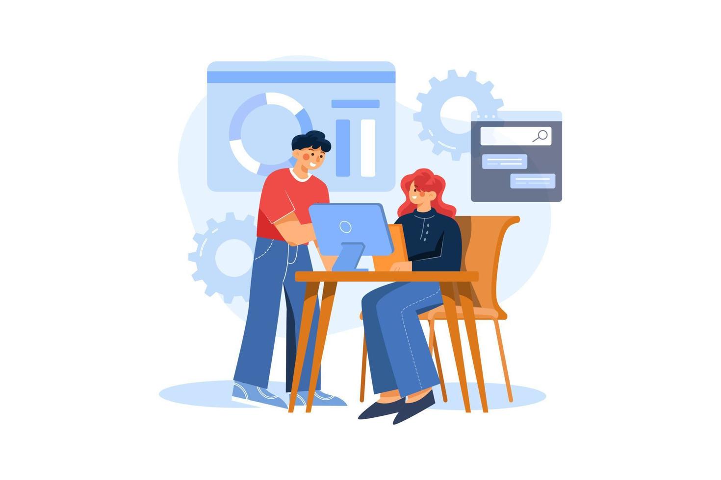 Marketing Team Working On Market Analysis Illustration concept. Flat illustration isolated on white background. vector