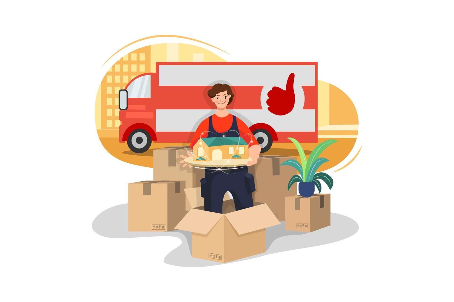 House Relocation Service Illustration concept. Flat illustration isolated on white background. vector