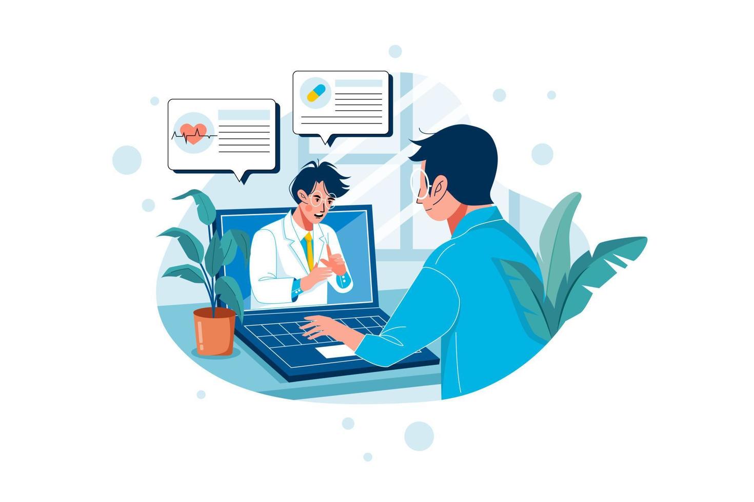 Online doctor consultation Illustration concept. Flat illustration isolated on white background. vector