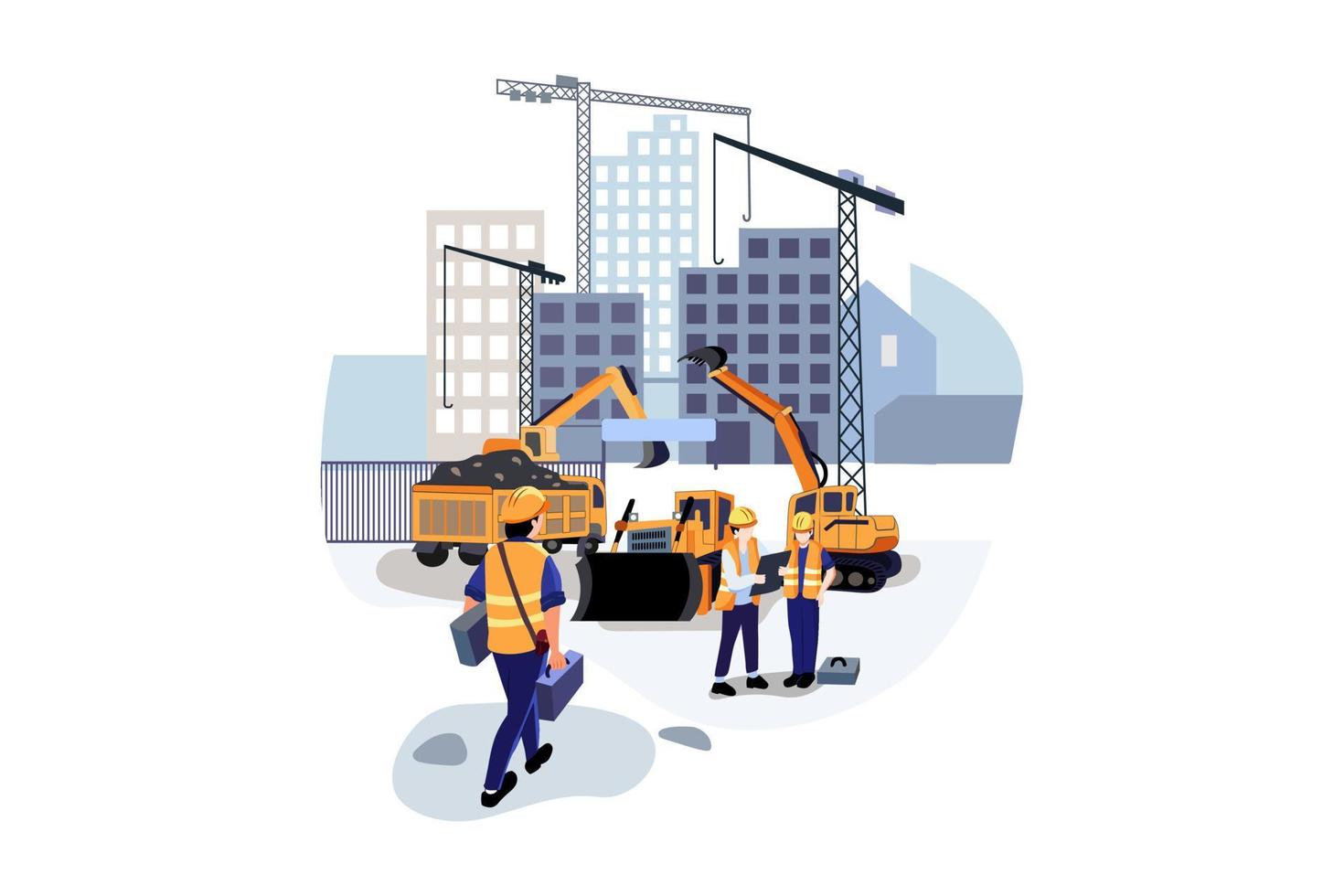 Construction site Illustration concept. Flat illustration isolated on white background. vector