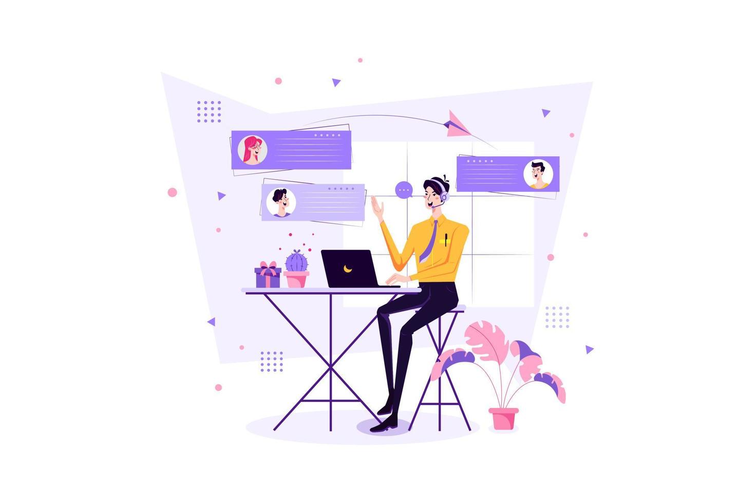 Online Customer Support Illustration concept. Flat illustration isolated on white background. vector