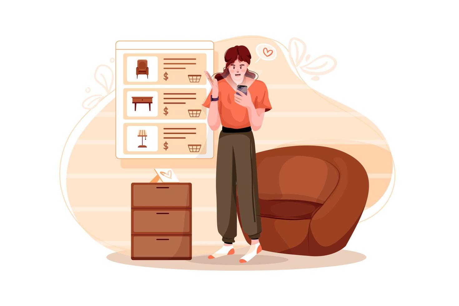 Online shopping using mobile phone Illustration concept. Flat illustration isolated on white background. vector