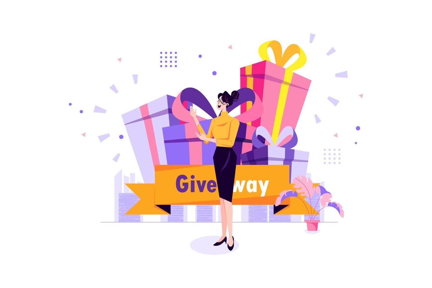 Giveaway Time Promotion Illustration concept. Flat illustration isolated on white background. vector