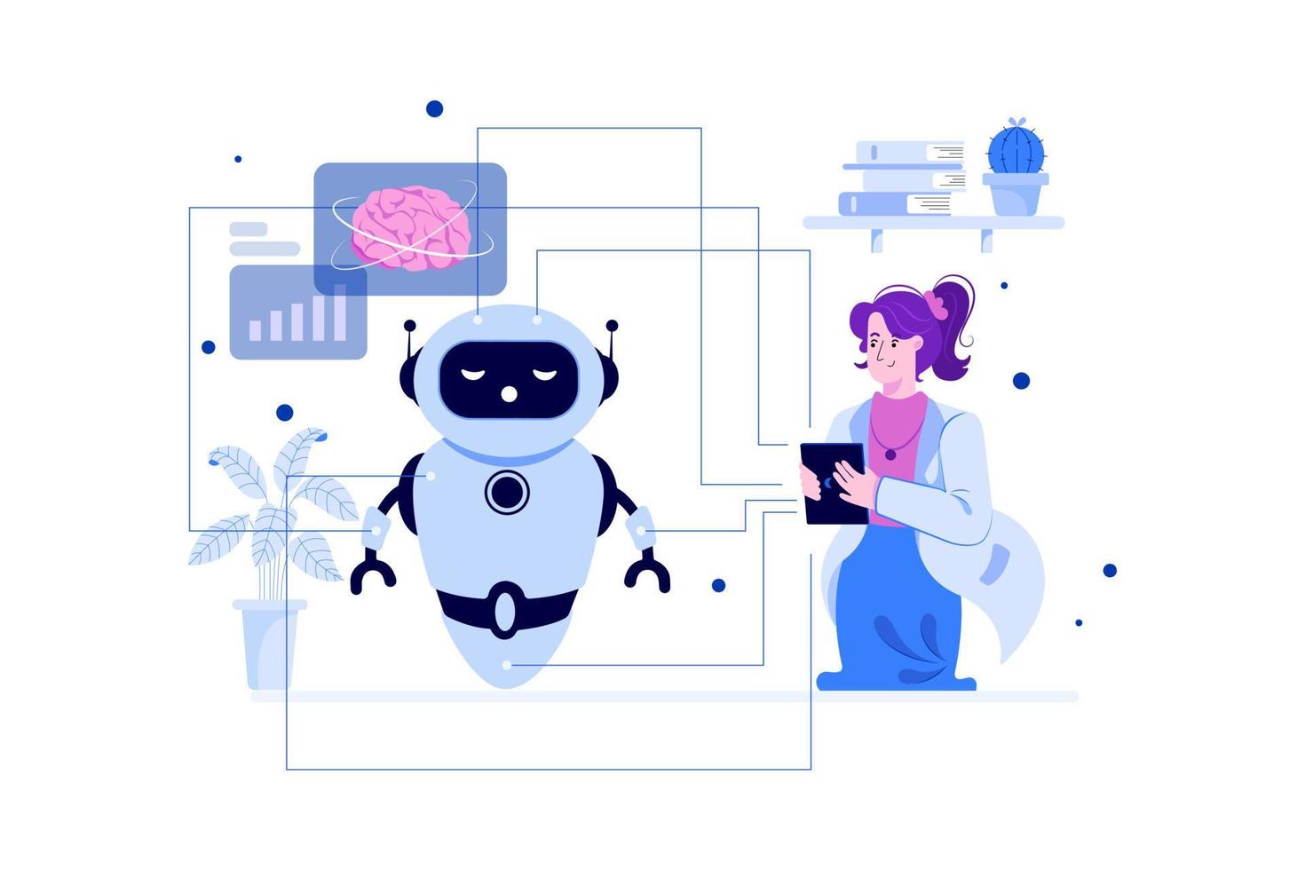 Artificial Intelligence Illustration concept. Flat illustration isolated on white background. vector