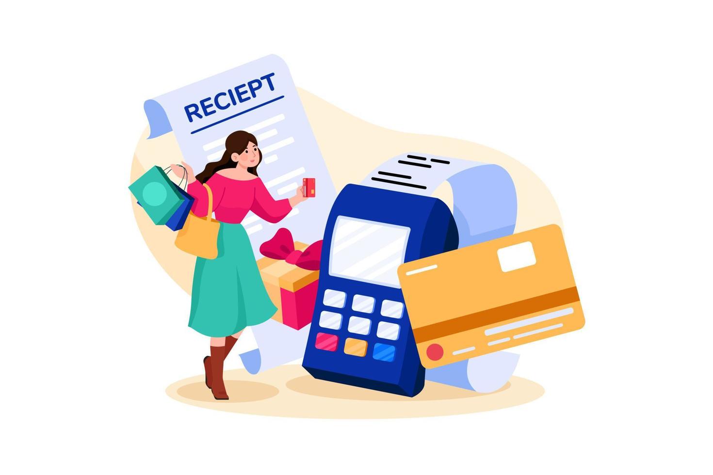 Print Out Shopping Transaction Illustration concept. Flat illustration isolated on white background. vector