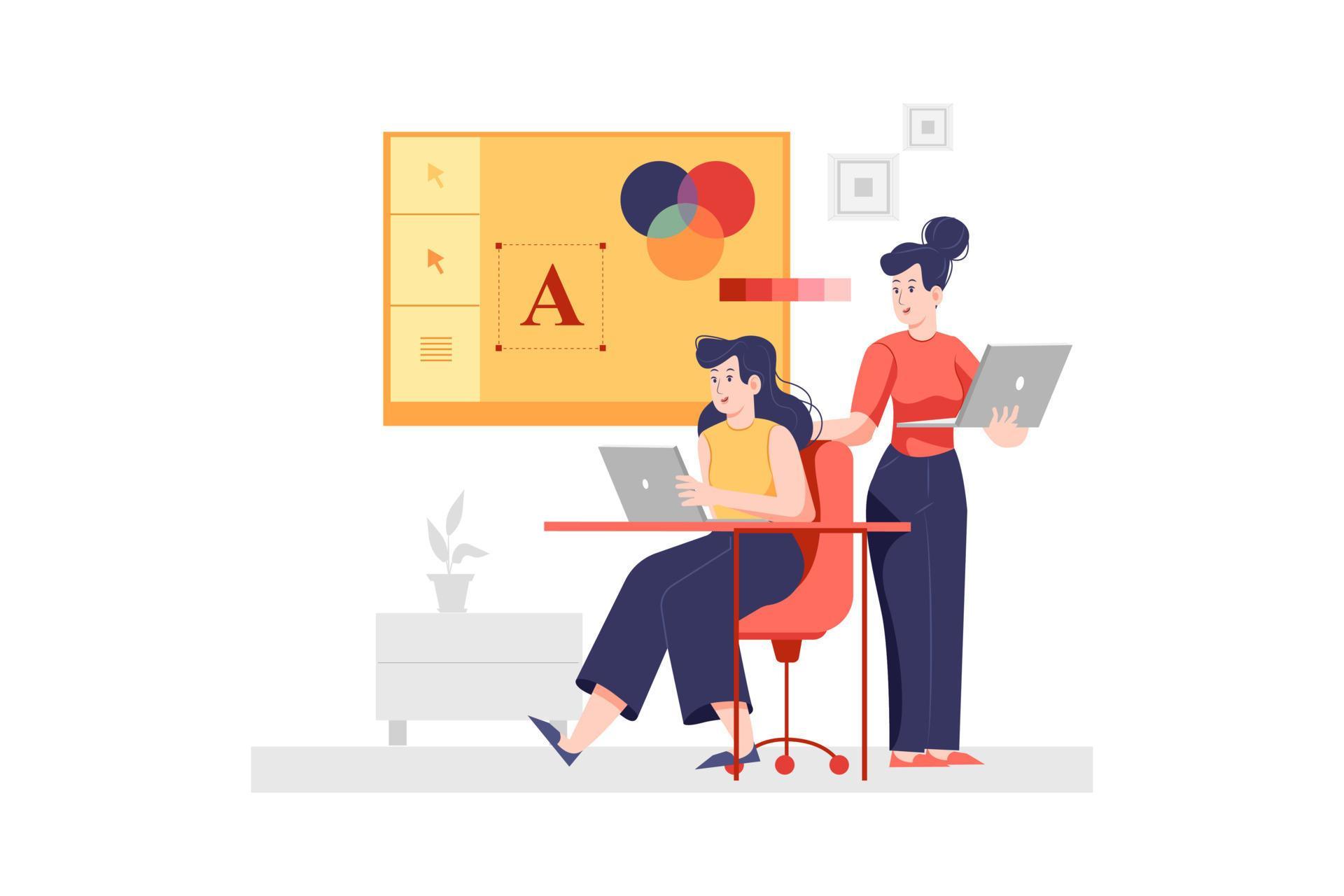 Graphic Designer Illustration concept. Flat illustration isolated on