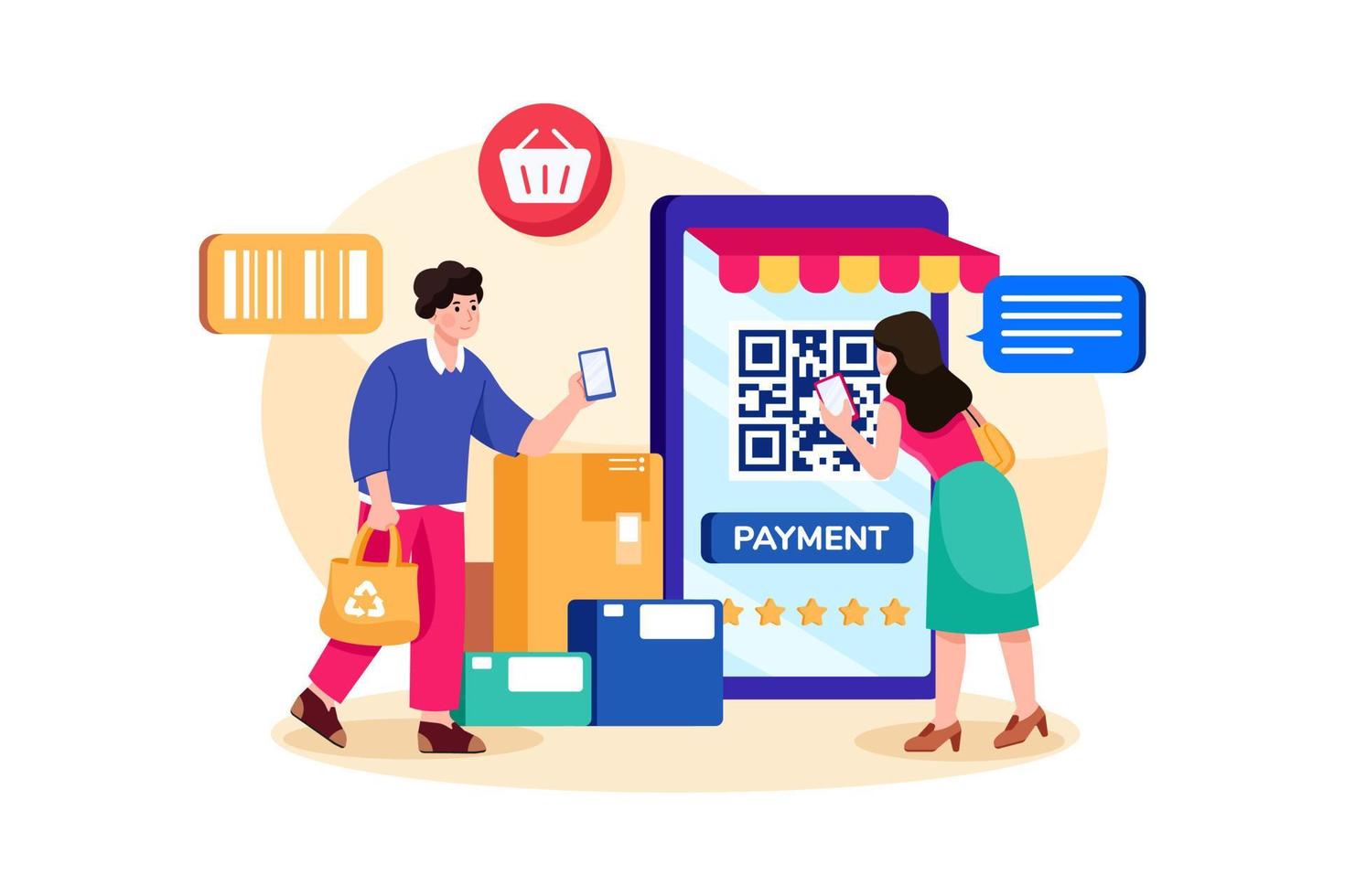 QR Code Payment Illustration concept. Flat illustration isolated on white background. vector