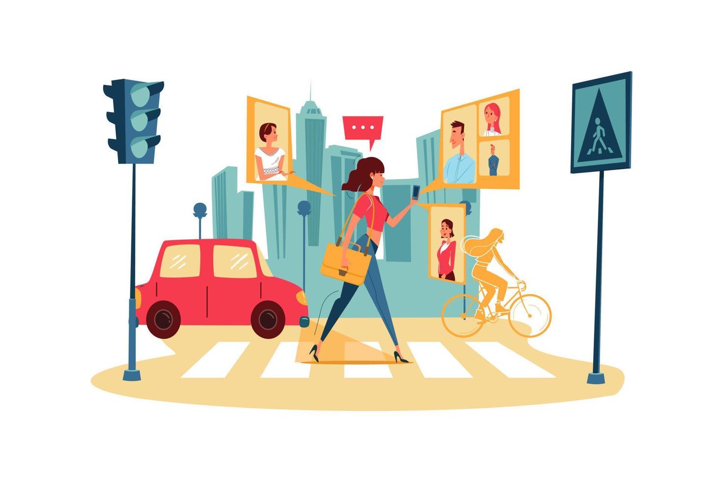 Office workers group video chat. Online communication concept vector