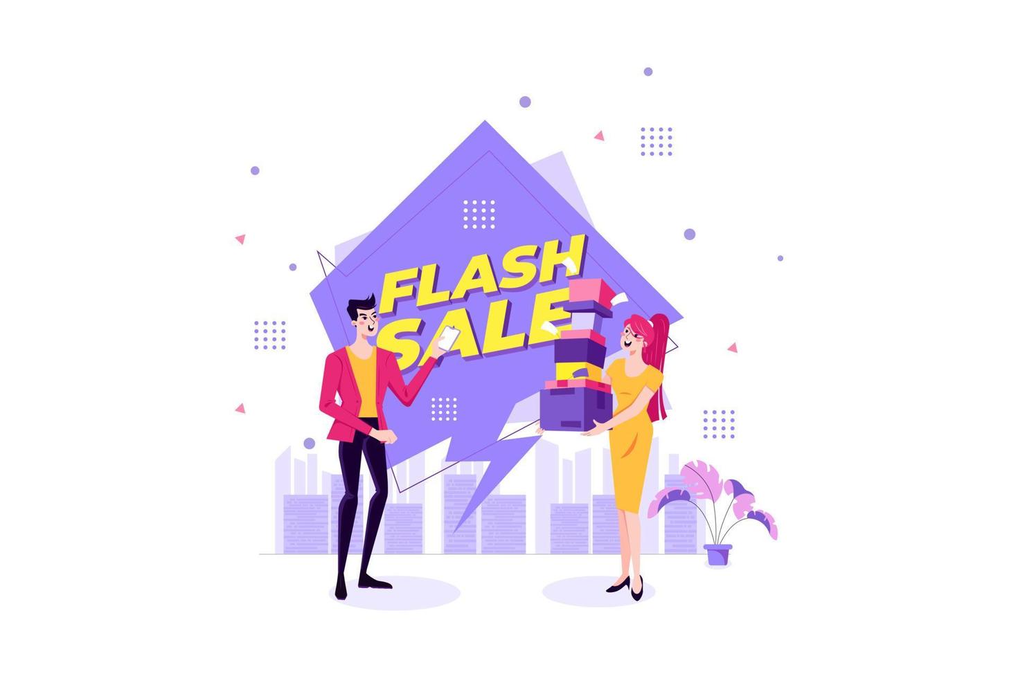 Flash Sale Offer Illustration concept. Flat illustration isolated on white background. vector