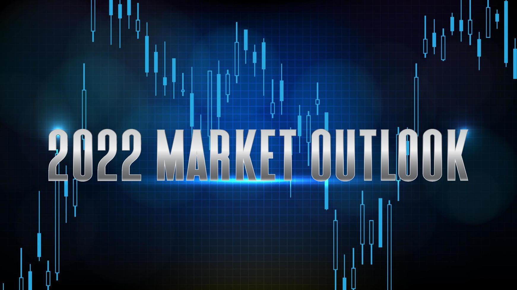 abstract futuristic technology background of 2022 market outlook and candle stick chart graph vector