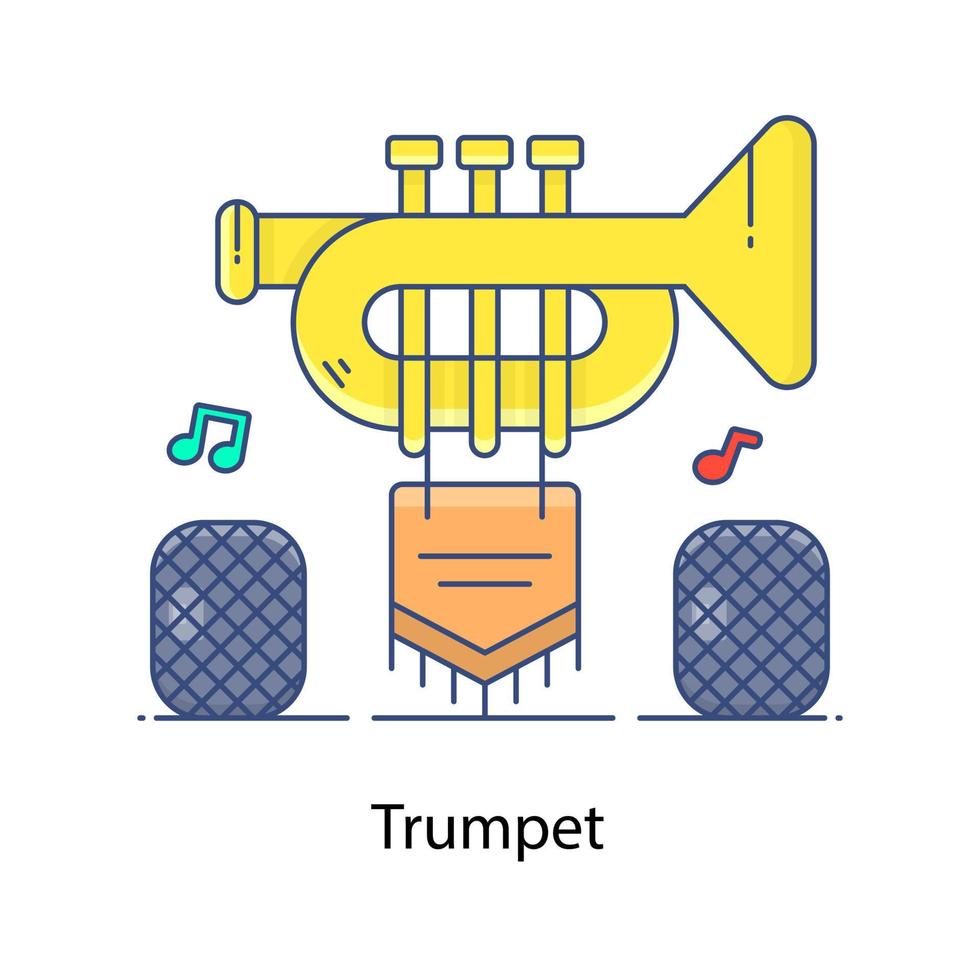 un vector editable de icono plano de trompeta