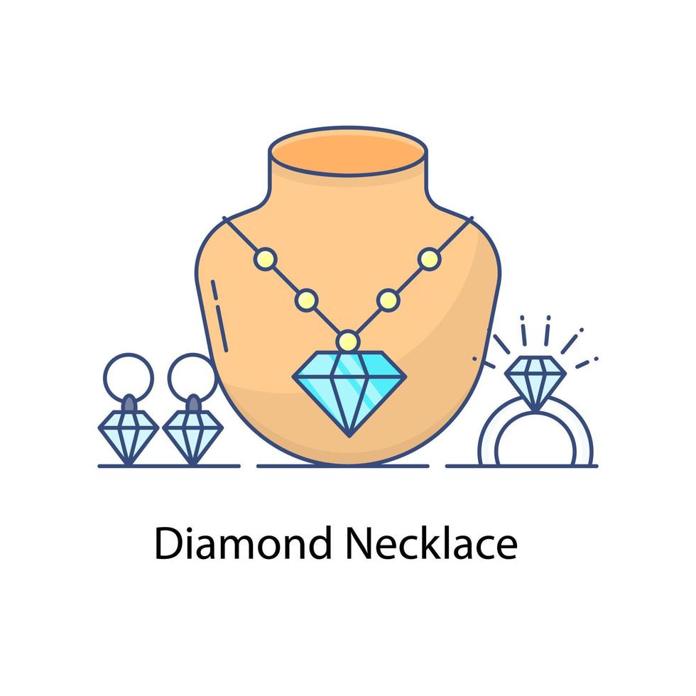 un vector de collar de diamantes en estilo plano moderno