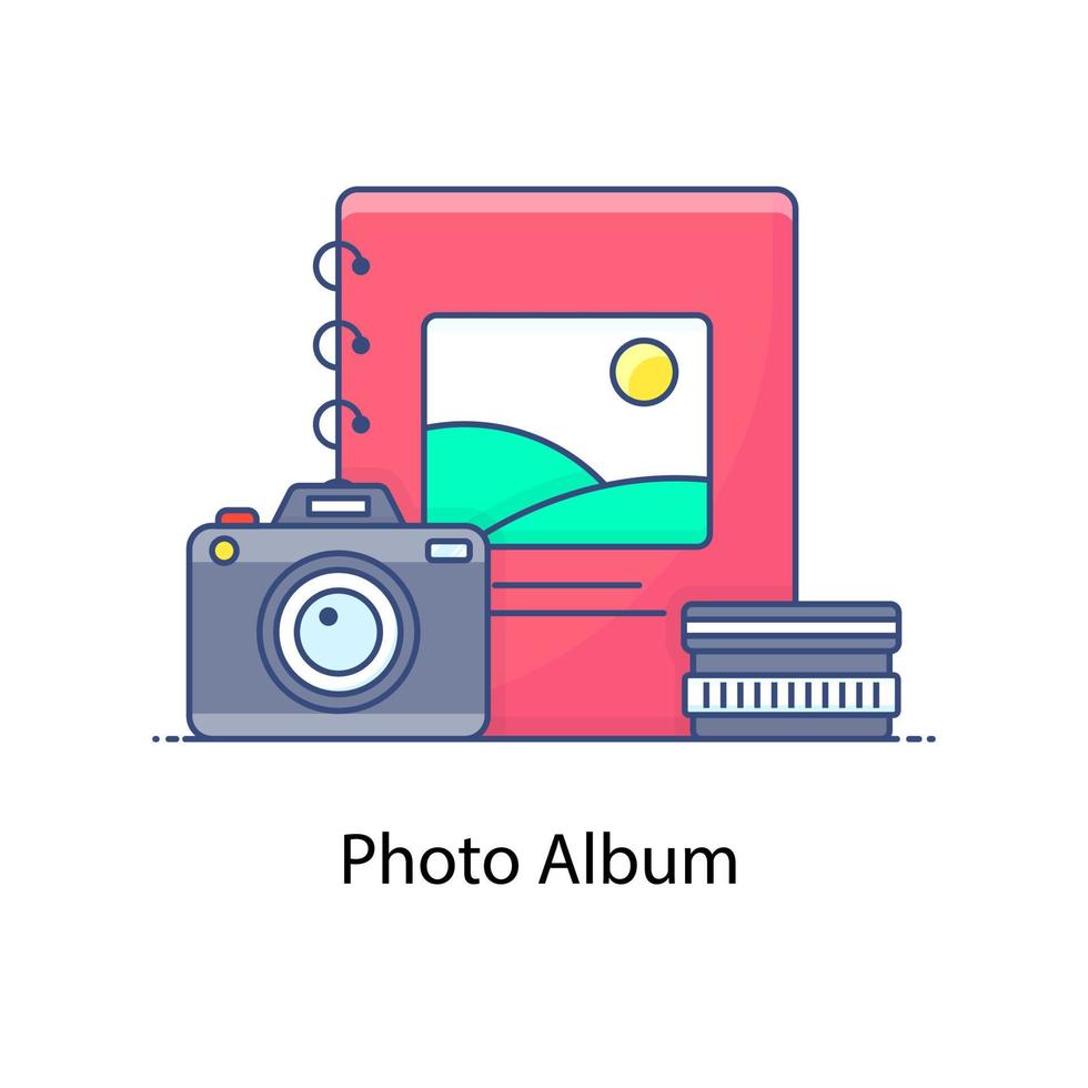 Photo album icon wedding album in flat style vector
