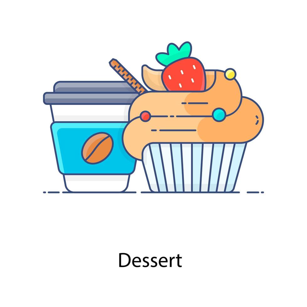 A sweet confection served as the last course of a meal dessert flat icon vector