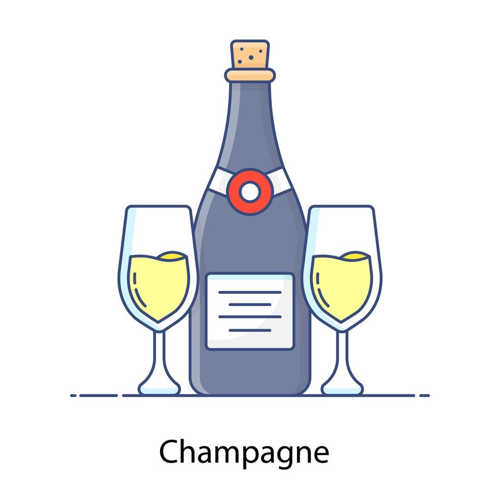 un icono de champán en estilo moderno y plano vector