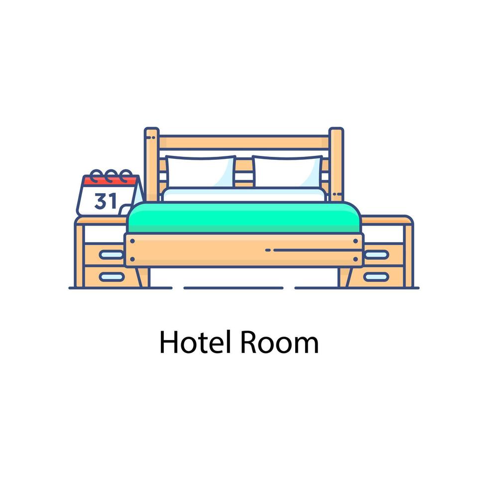 Hotel room flat icon of master bedroom vector