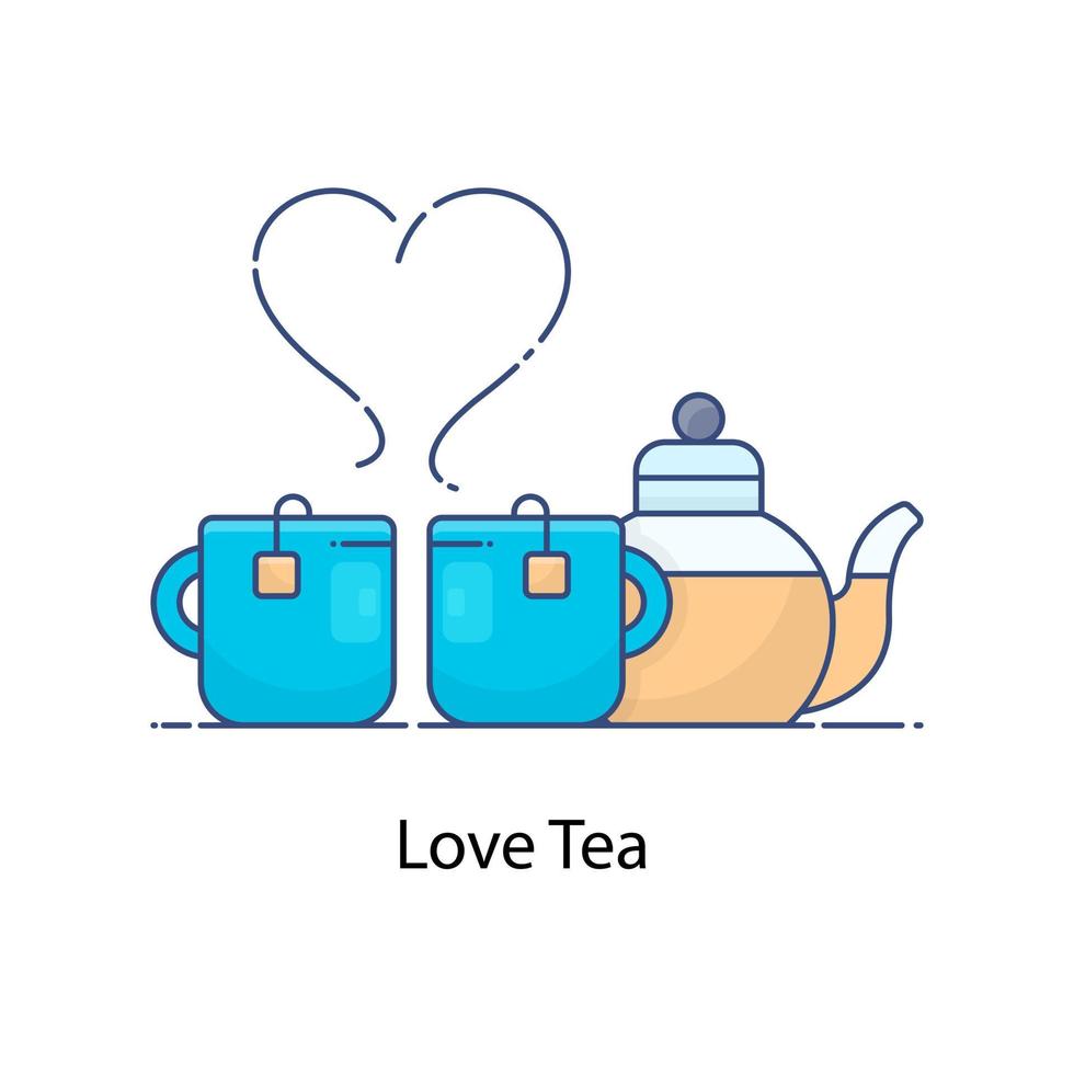 Vector of love tea in modern flat style