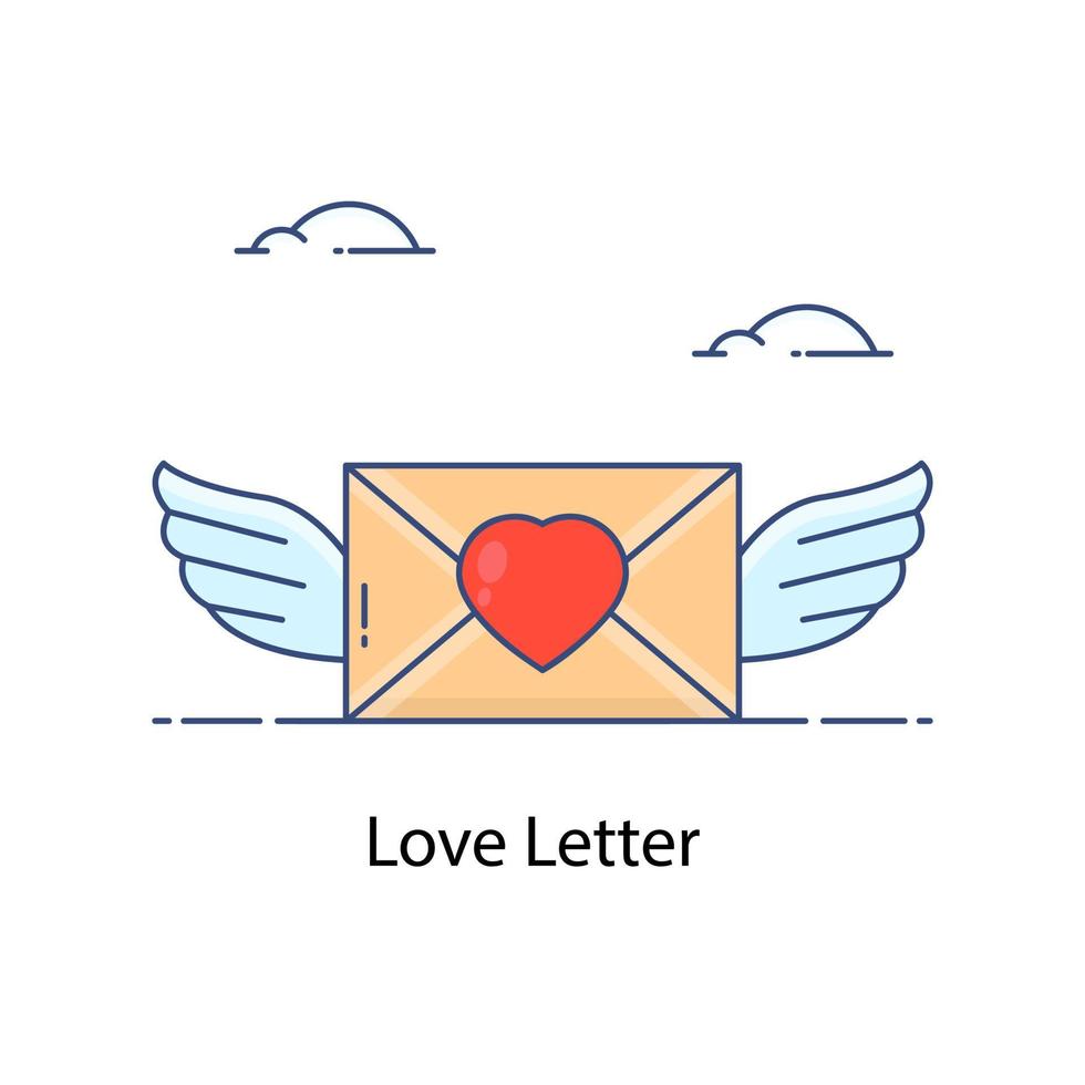 Un diseño de icono de corazón de carta de amor en sobre vector