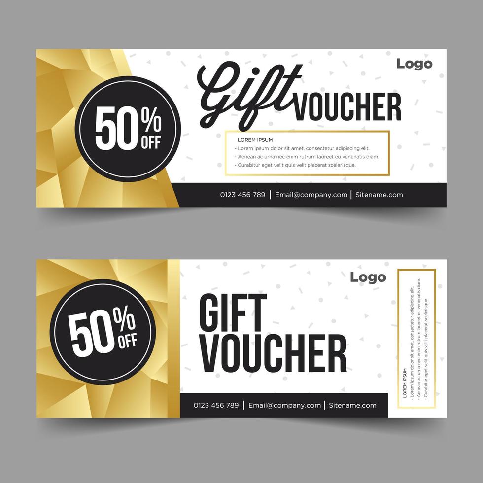 Gift Voucher template with gold and black background colour vector