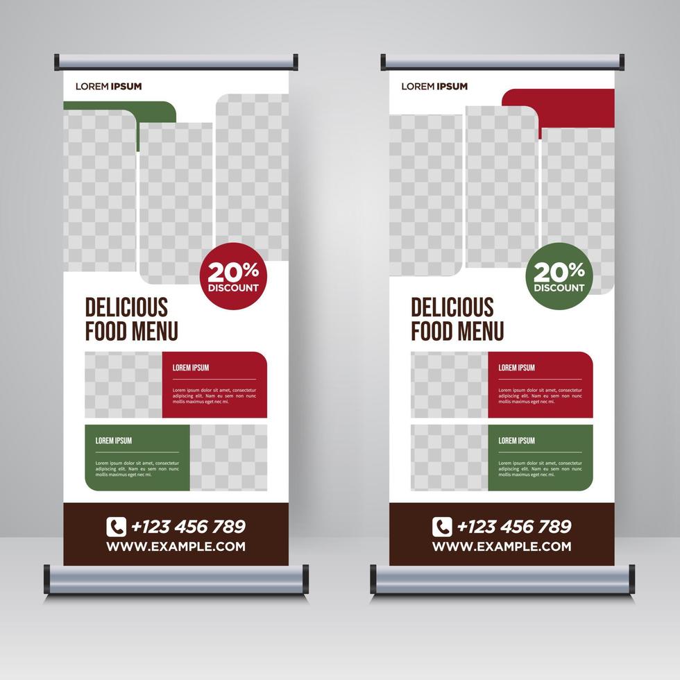 Food and Restaurant roll up banner design template vector