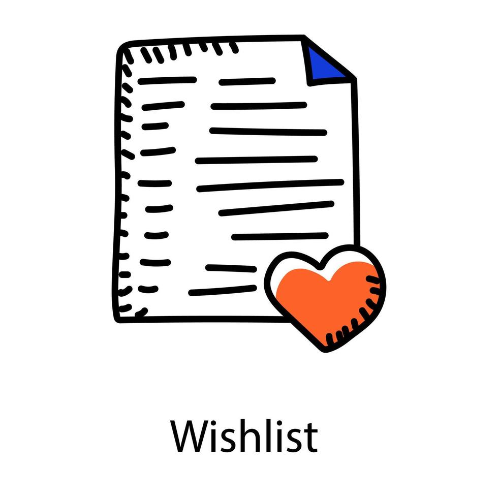 Doodle icon of wishlist things to buy vector