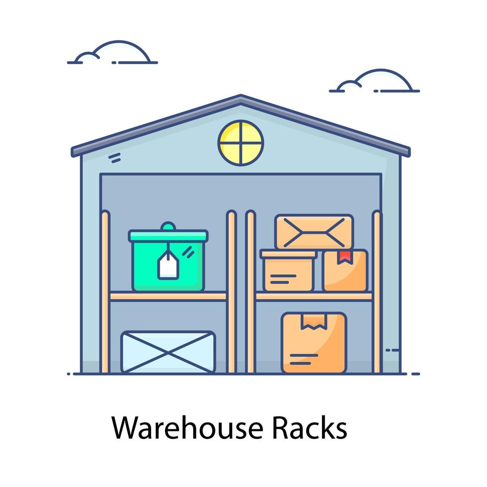 Warehouse icon in flat design building for storing goods vector