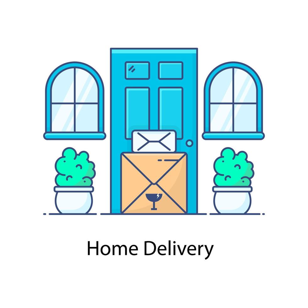 Home delivery icon design flat vector of doorstep delivery